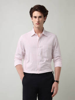 AD By Arvind - Vertical Striped Regular Fit Shirt Pink