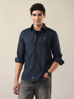 U.S. Polo Assn. Denim Co. - Mens Twill Floral Printed Shirt Blue