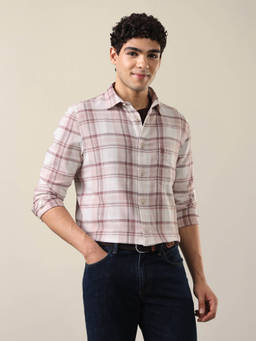 U.S. Polo Assn. Denim Co. - Mens Twill Windowpane Checked Shirt Pink
