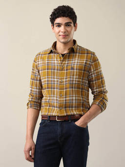 U.S. Polo Assn. Denim Co. - Mens Twill Plaid Checked Shirt Yellow