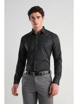Van Heusen - Men Black Slim Fit Printed Full Sleeves Casual Shirt