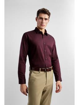 Van Heusen - Men Wine Slim Fit Printed Full Sleeves Formal Shirt