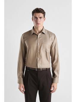 Van Heusen - Men Beige Custom Fit Full Sleeves Formal Shirt