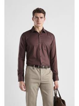 Van Heusen - Men Chocolate Custom Fit Full Sleeves Formal Shirt