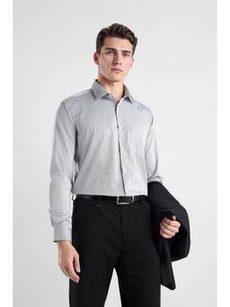 Van Heusen - Men Light Grey Custom Fit Printed Full Sleeves Formal Shirt