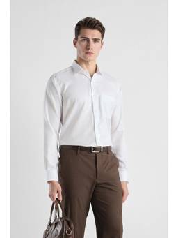 Van Heusen - Men White Custom Fit Full Sleeves Formal Shirt