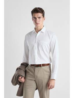 Van Heusen - Men White Custom Fit Full Sleeves Formal Shirt