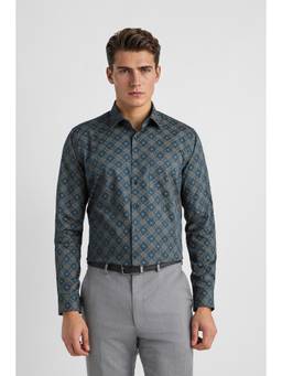 Van Heusen - Men Blue Slim Fit Printed Full Sleeves Formal Shirt