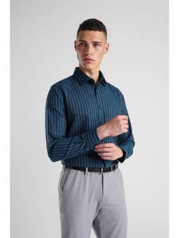 Van Heusen - Men Navy Slim Fit Striped Full Sleeves Formal Shirt
