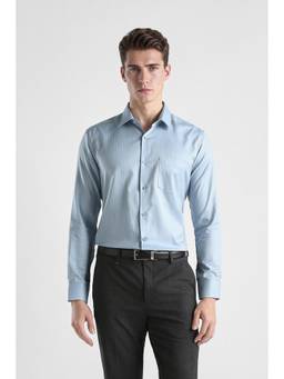 Van Heusen - Men Light Blue Tailored Fit Striped Full Sleeves Formal Shirt