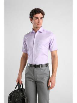 Van Heusen - Men Lilac Custom Fit Half Sleeves Formal Shirt