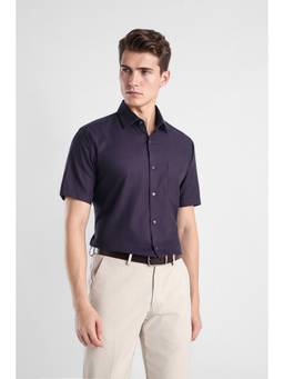Van Heusen - Men Dark Purple Custom Fit Half Sleeves Formal Shirt
