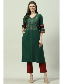 Biba - Women Green Printed Kurta