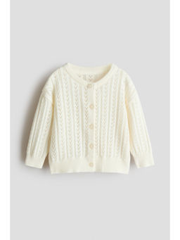 H&M - Girls Cream Pattern-Knitted Cotton Cardigan