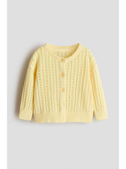 H&M - Girls Yellow Pattern-Knitted Cotton Cardigan