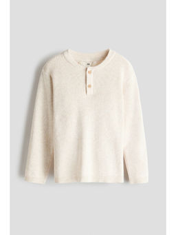 H&M - Boys Beige Waffle-Knit Henley Jumper