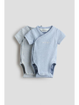 H&M - Kids Blue 2-Pack Ribbed Wrapover Bodysuits