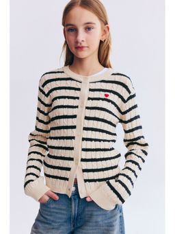 H&M - Girls Beige Cable-Knit Cardigan