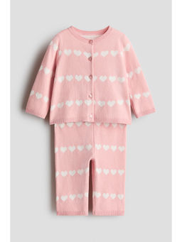 H&M - Girls Pink 2-Piece Fine-Knit Cotton Set