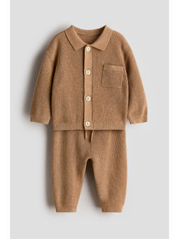 H&M - Boys Brown 2-Piece Waffle-Knit Set