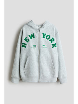 H&M - Boys Grey Motif-Detail Zip-Trough Hoodie