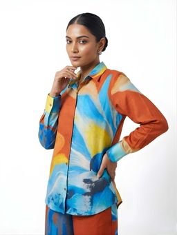 Poppi - Brown Azure Printed Shirt