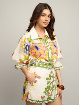 Poppi - Off White Vine Printed Shirt