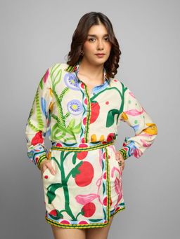 Poppi - Cream Eden Printed Shirt