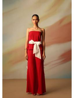 VANSHIKA AGARWAL LABEL - Women Red Celia Co-Ord Set