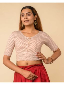 BINDIGASM'S ADVI - Ganga Gingham Checks Stretchable Brown Stitched Blouse