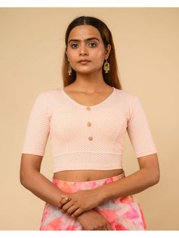BINDIGASM'S ADVI - Ganga Gingham Checks Stretchable Peach Stitched Blouse