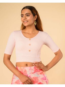 BINDIGASM'S ADVI - Ganga Gingham Checks Stretchable Pink Stitched Blouse