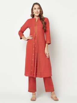 Barara Ethnic - Women Red Solid Kurta with Pant (Set of 2)