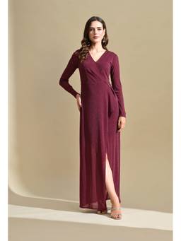 Ikonic Klaer - Women Burgundy Solid/Plain Polyester Dress