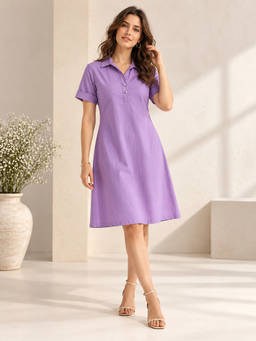 STUDIO MISRI - Women Purple Embroidered Cotton Dress