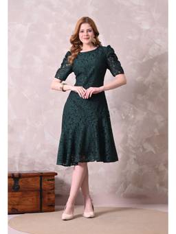 TBOJ - Women Green Self Design Net Dress