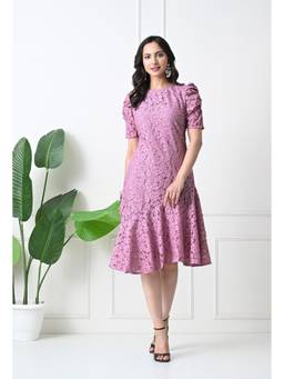 TBOJ - Women Pink Self Design Net Dress