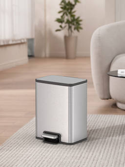 OBSESSIONS - Stainless Steel Step Dustbin with Liner, 11 Litres, Metallic