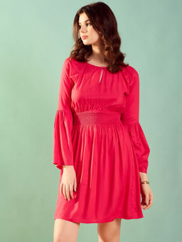 KASSUALLY - Radiant Red Solid Casual Dress