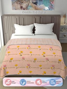 ARRABI - Pink Floral Cotton Blend 300 Gsm Double Dohar