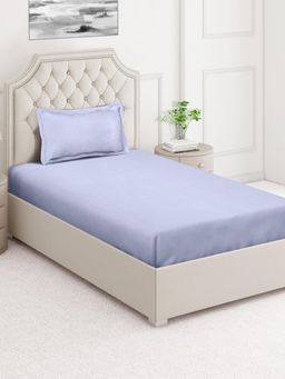 ARRABI - Purple Solid Cotton Blend Single Bedsheet with Pillow Cover