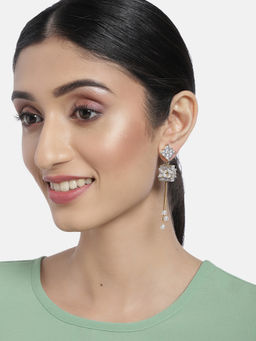 Accessher - Gold-Plated Ad Studded Handcrafted Drop Earrings For Women & Girls