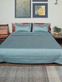 Zeba World - Zeba Quilt with 2 Pillow Shams Teal Blue (Queen)