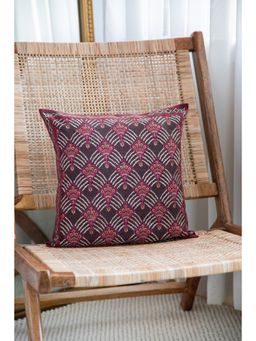 Khaabka - Falak Nocturnal Cotton Linen Embroidered Cushion Cover (Pack of 2) (16x16 Inches)