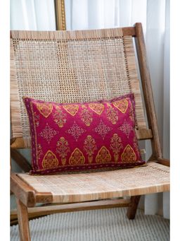 Khaabka - Gul Ornamental Cotton Linen Embroidered Cushion Cover (Pack of 2) (12x18 inches)