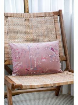 Khaabka - Gul Flora and Fauna Velvet Embroidered Cushion Cover (Pack of 2) (12x18 inches)