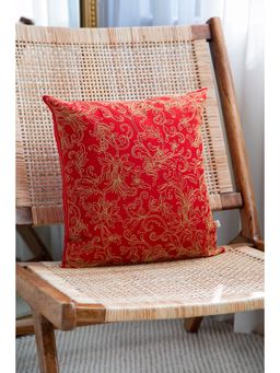 Khaabka - Gul Zari Dori Cotton Linen Embroidered Cushion Cover (Pack of 2) (16x16 Inches)