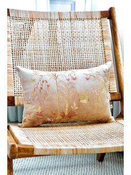 Khaabka - Mehr Flora and Fauna Velvet Embroidered Cushion Cover (Pack of 2) (12x18 inches)