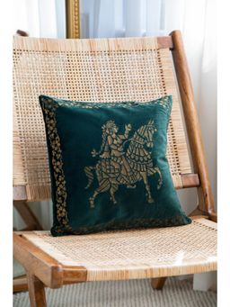 Khaabka - Shaakh Rajwada Zari Velvet Embroidered Cushion Cover (Pack of 2) (16x16 Inches)