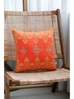 Khaabka - Seher Ornamental Cotton Linen Embroidered Cushion Cover (Pack of 2) (12x18 inches)
